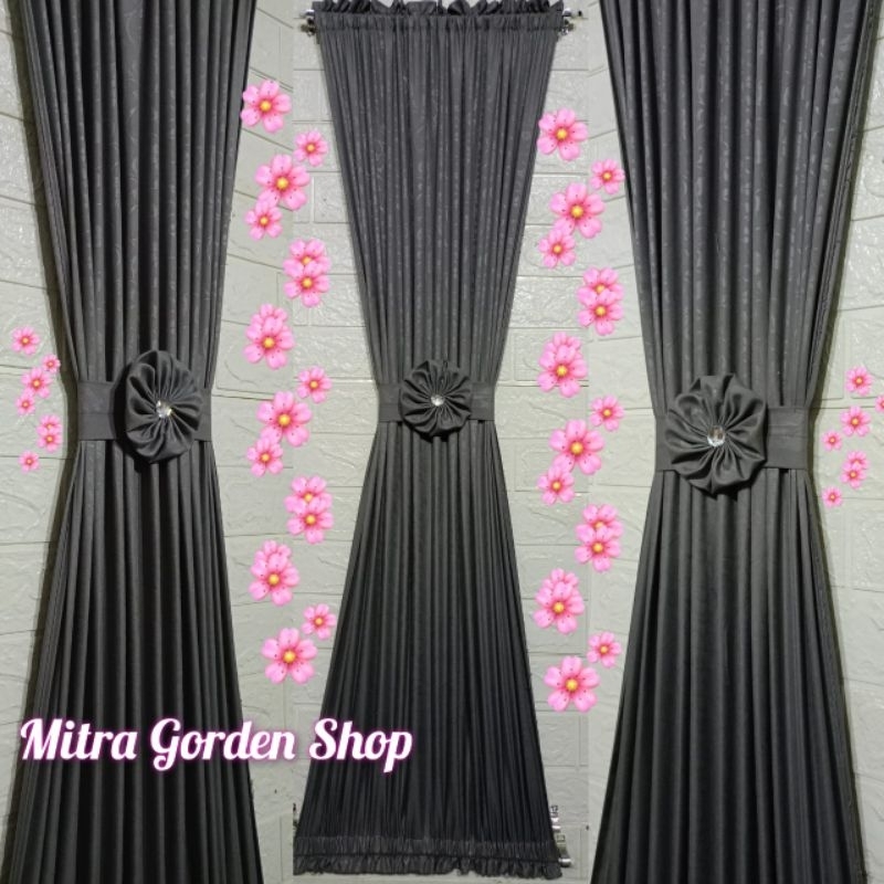Gorden Hordeng Jendela Minimalis Kupu Kupu Polos Motif Embos