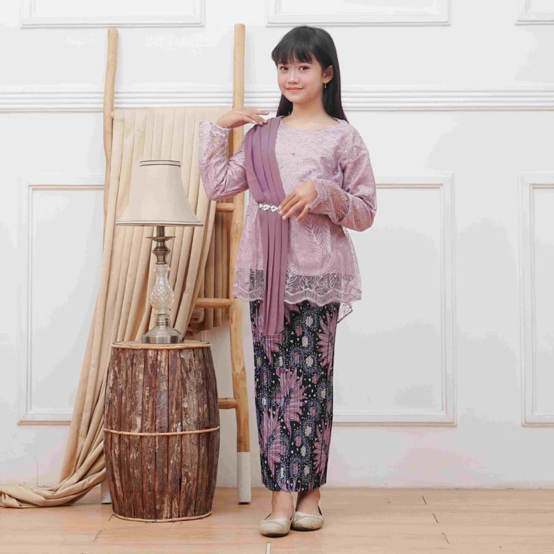 setelan kebaya brokat tile anak tanggung