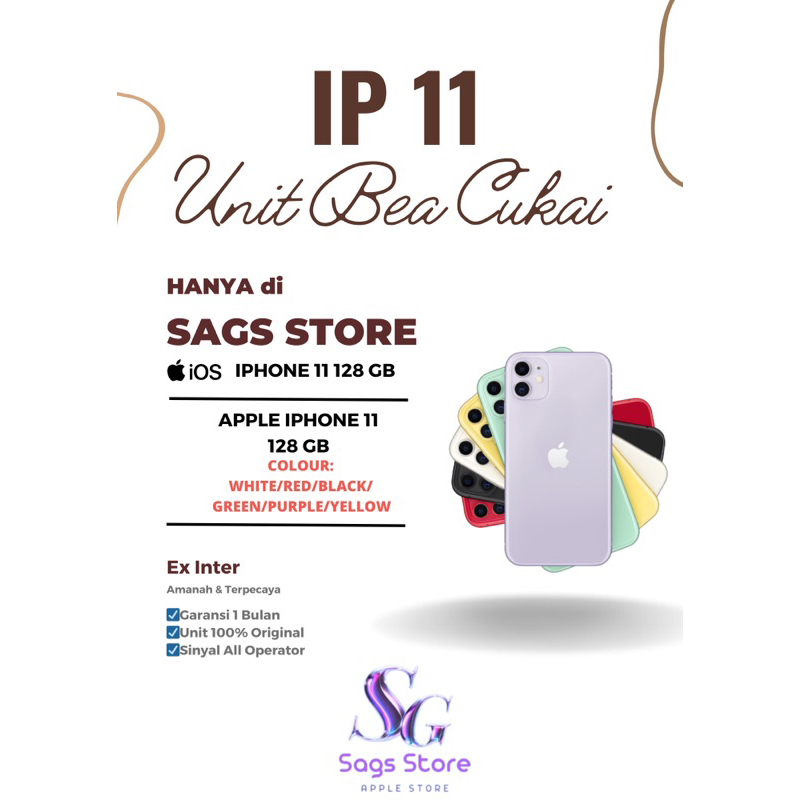 IPHONE 11 128 Sinyal Permanen unit Bea Cukai