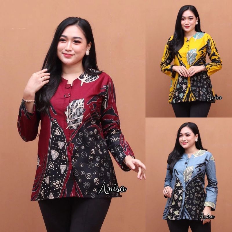 (BISA COD) PROMO BLOUSE BATIK ATASAN BATIK WANITA BAJU BATIK WANITA BLOUSE BATIK MOTIF TERBARU BLOUS