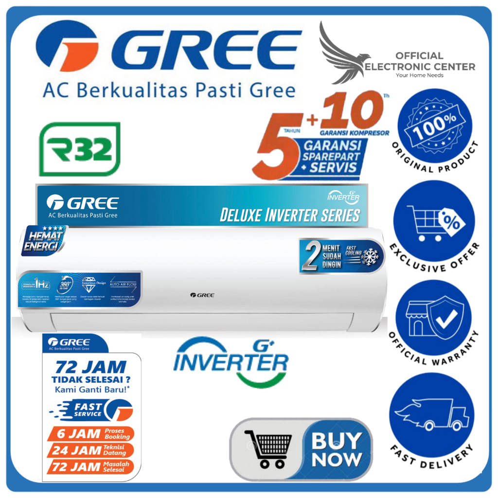 GREE AC GWC-24F5S 24F5S GWC24 F5S INVERTER 2.5 PK FROZEN COOLING LOW WATT AC GREE 2.5PK INVERTER