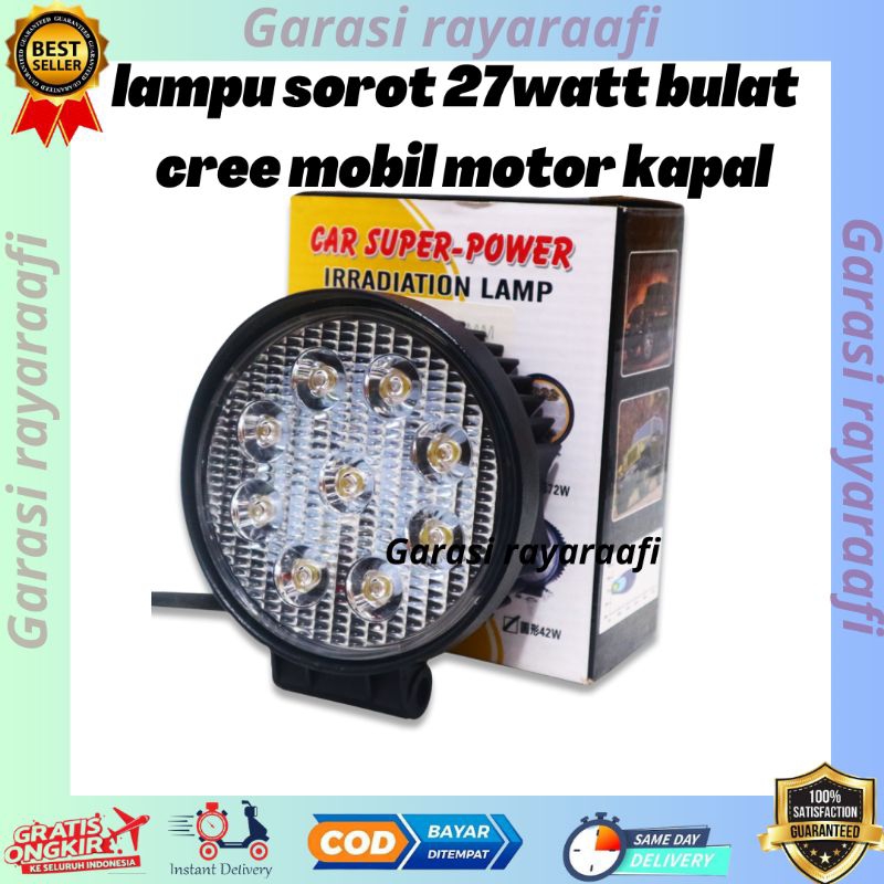 lampu sorot 27watt bulat tebal 55mm lampu sorot mobil lampu sorot  motor lampu sorot kapal