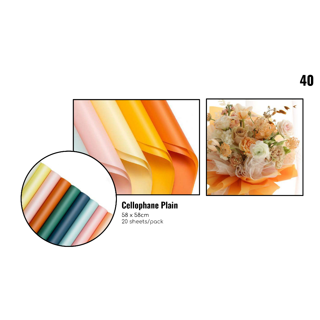 

MY Supplies - Flower Wrapping Paper Plain Cellophane Kertas Buket Bunga Polos 1 Pack 20 Lembar