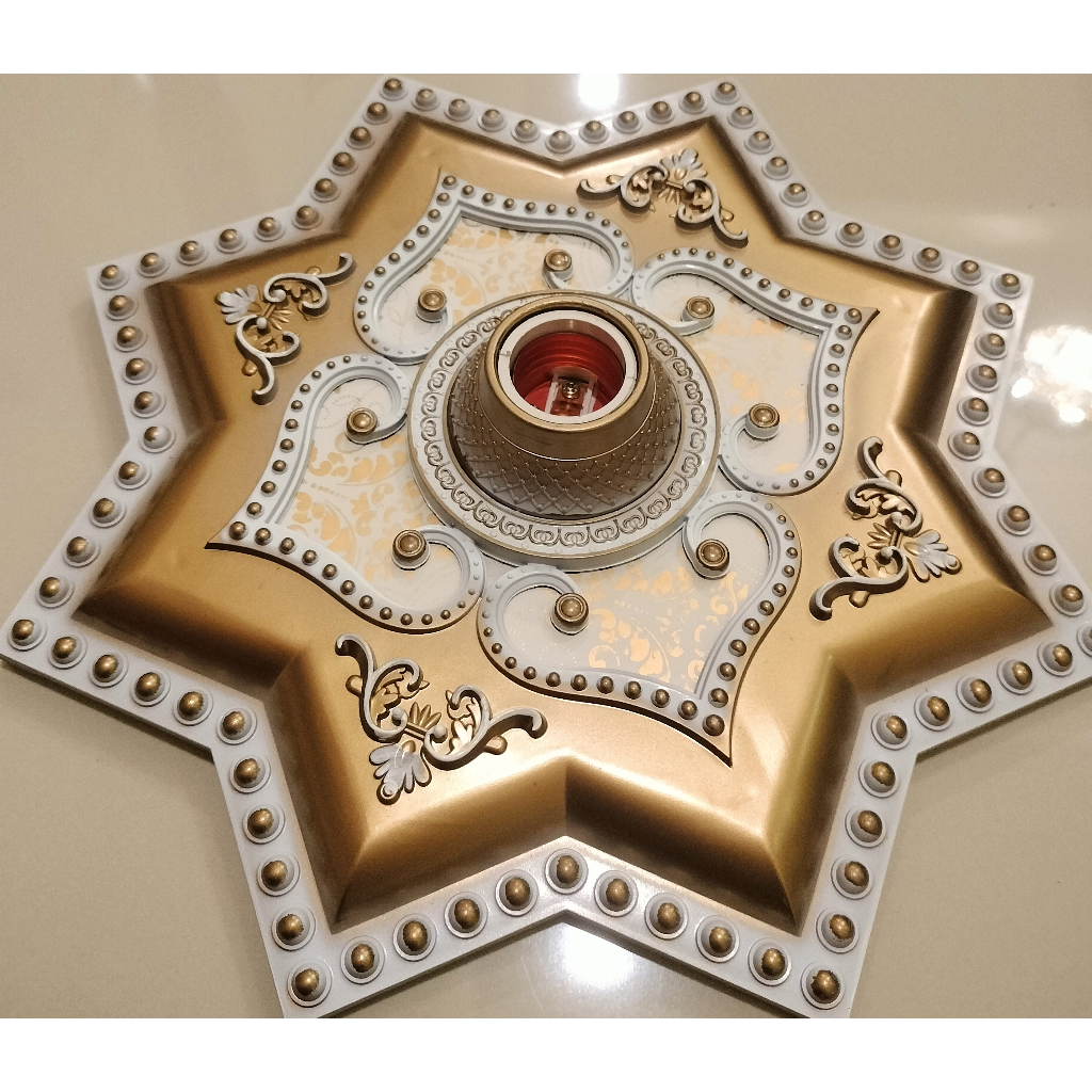 ORNAMEN LAMPU PLAFON PVC 30x30 / FITTING/ FITING HIAS PLAFON GYPSUM 30 CM - FITING DEKORASI PLAFON