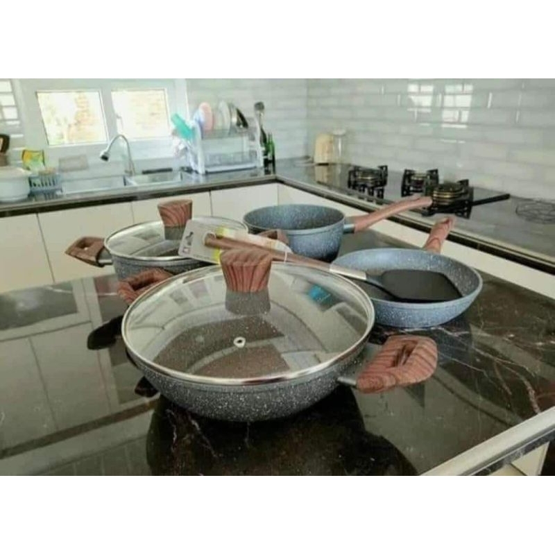 Cypruz Marble Cookware Set - set panci anti lengket.