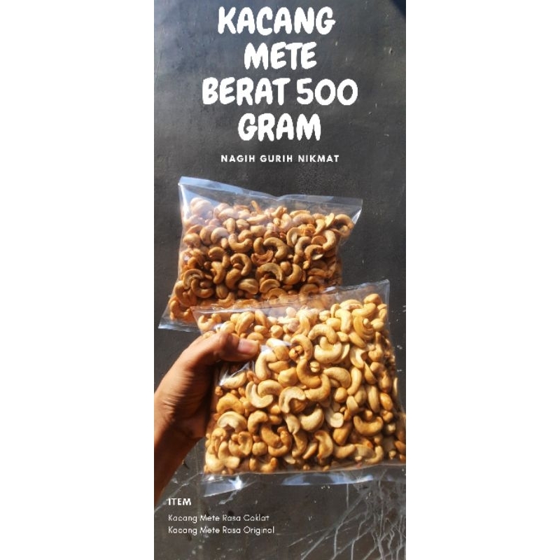 

Kacang Mete 2 varian rasa (Coklat & Original) berat 500 G/mete/Kacang/mete/kacang mete/mete