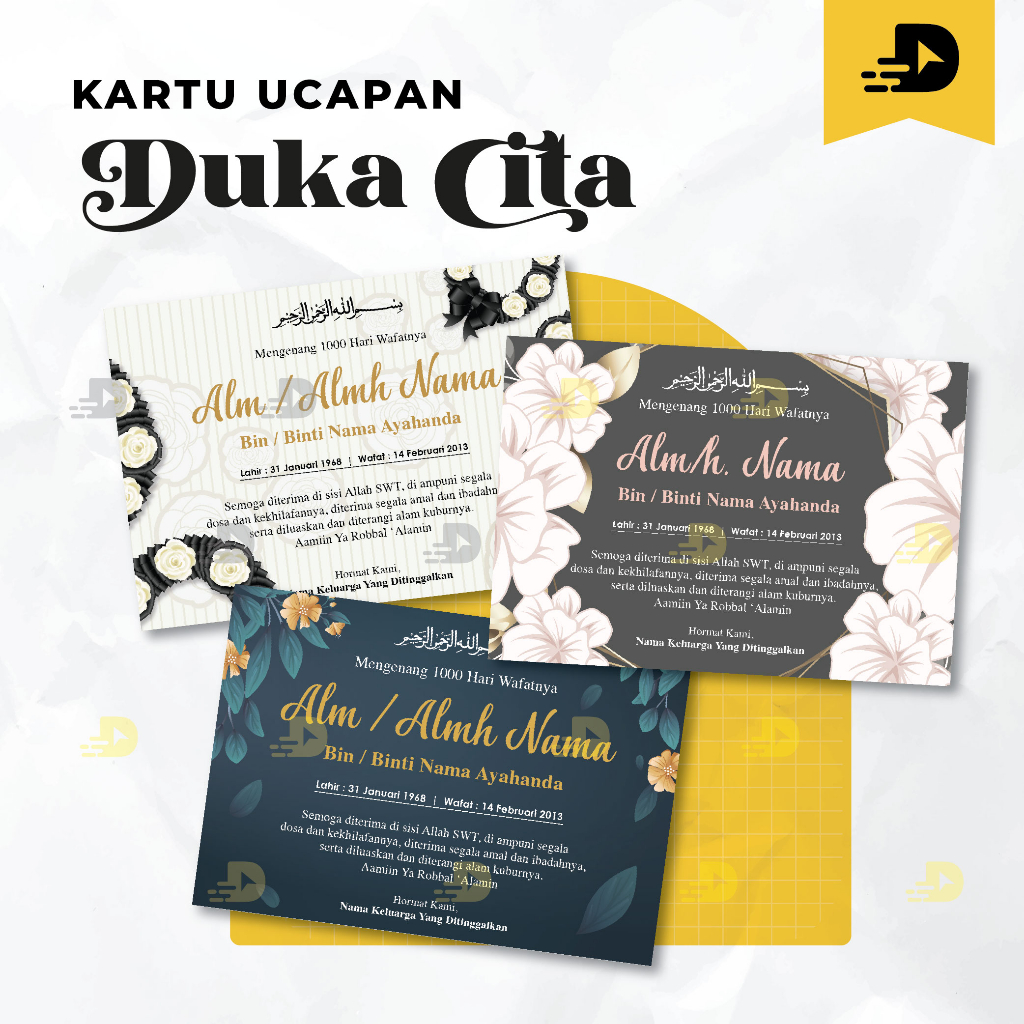 Kartu Ucapan Tahlilan / Kartu Ucapan Duka Cita / Kartu Mengenang Tahlilan / Kartu Peringatan Kematia