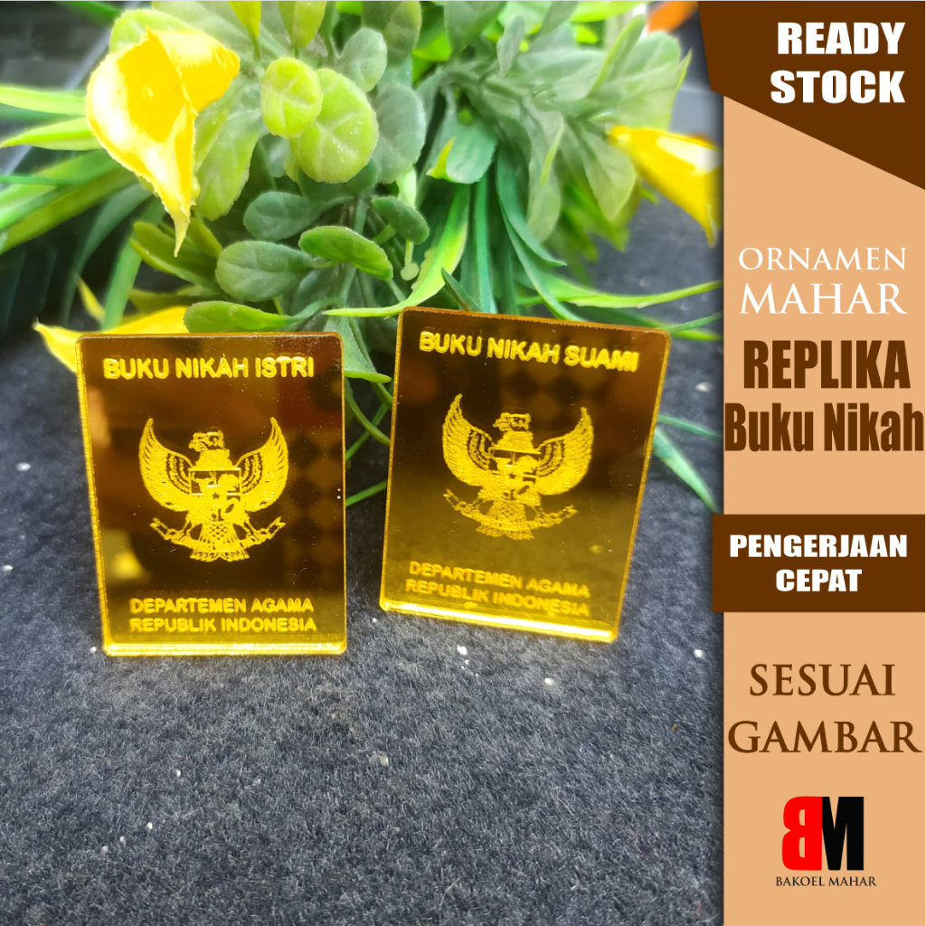 REPLIKA BUKU NIKAH AKRILIK MIRROR GOLD
