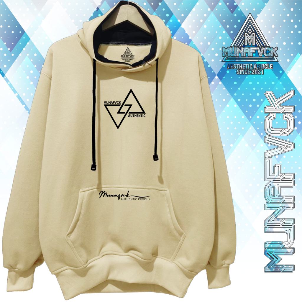 Hoodie Oversize Polos Tebal Premium Ori MUNAFVCK SEGITIGA Cream Keju / Krem Unisex