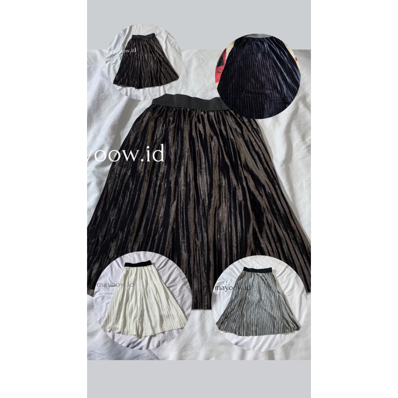 rok plisket bludru anak