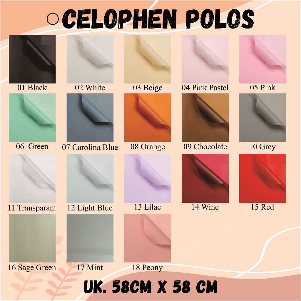 

(20 Lembar) Flower Wraping Cellophane Polos / Kertas Buket Celophane Polos