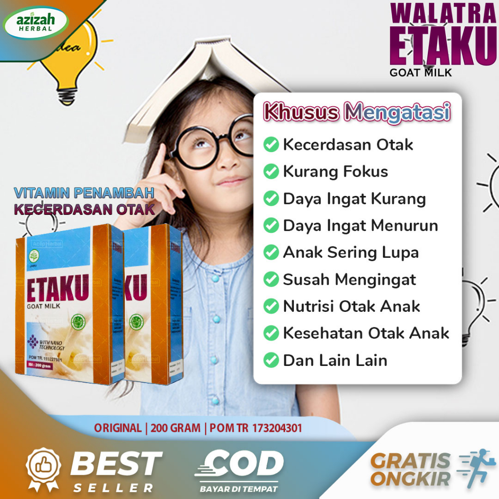 Susu Etaku Nutrisi Kecerdasan Otak Anak Suplemen Penambah Daya Ingat
Vitamin Penambah Kecerdasan Otak Anak Atasi Gangguan Syaraf Otak Herbal
Alami