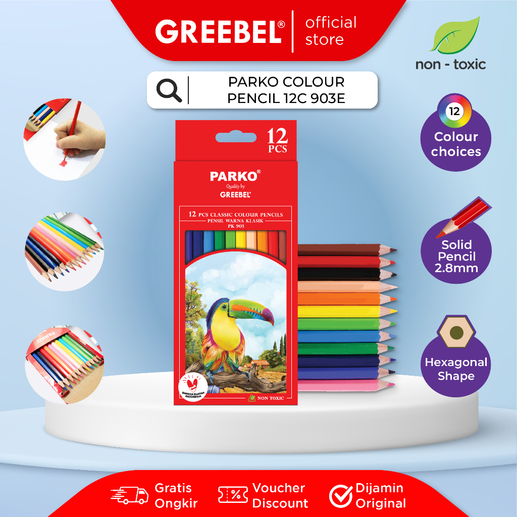 

PARKO Pensil Warna anak PENCIL 12C 903E (ISI 12) /Coloring/Color/Colour By Greebel