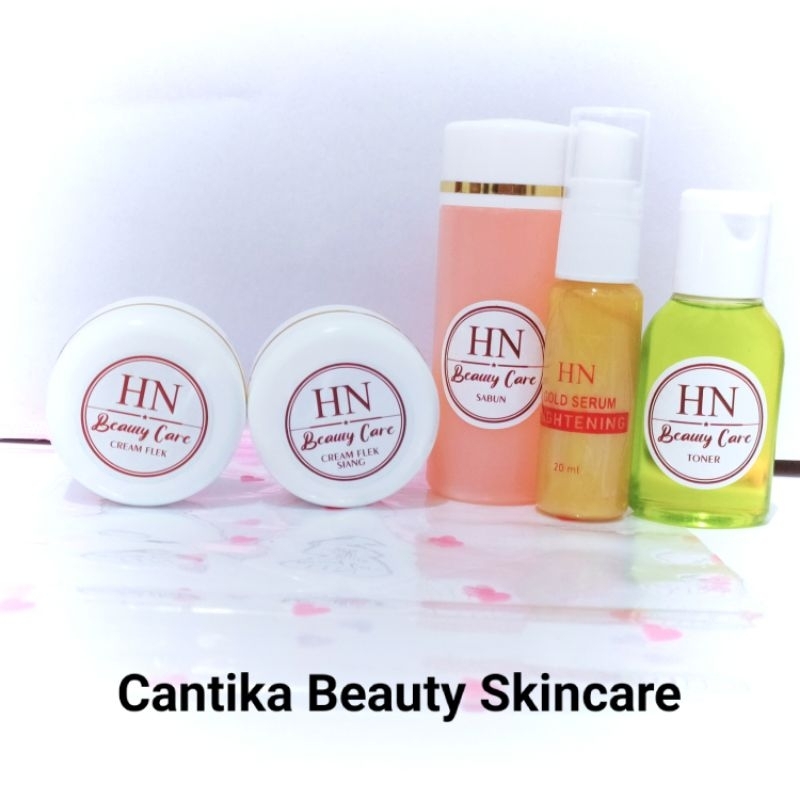 Paket lengkap skincare - hn beauty flek hitam + serum gold origina | pemutih wajah