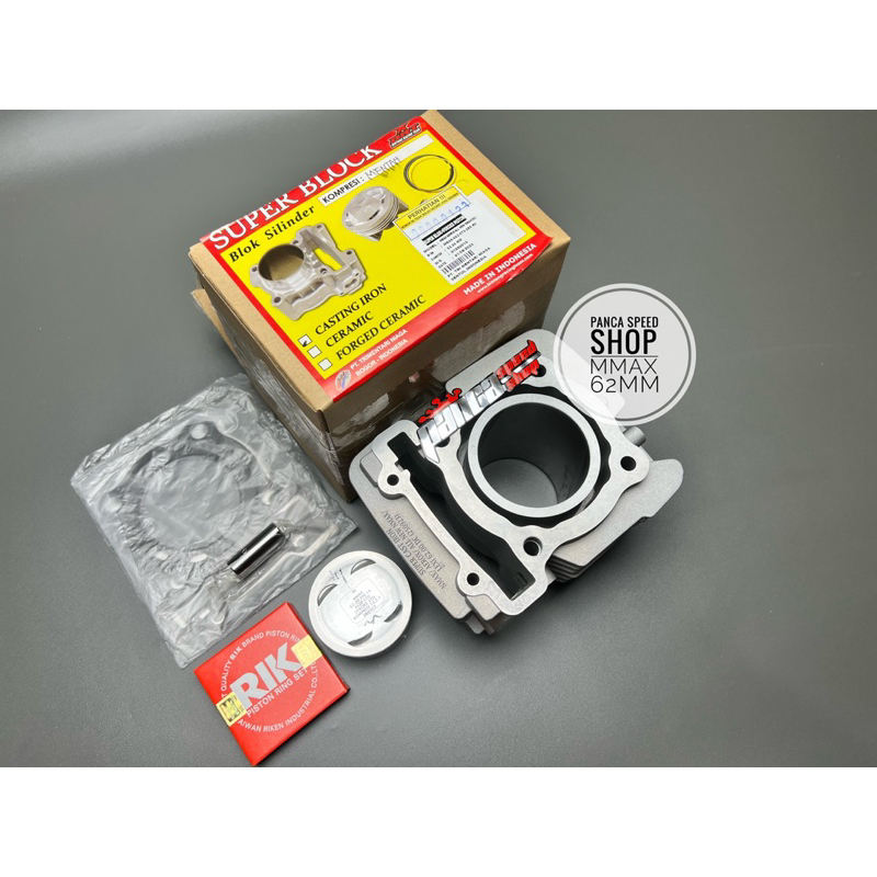 BLOK SEHER BORE UP BRT NMAX 155 OLD /NEW AEROX 155 BORE UP UK 62MM DOUBLE COOLER PISTON FORGED