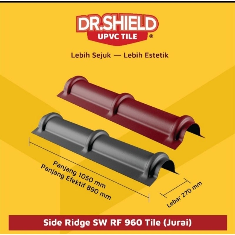 Nok jurai side ridge RF 960 Dr Shield/Nok UPVC genteng side ridge RF 960 Dr shield/Nok Dr Shield jur