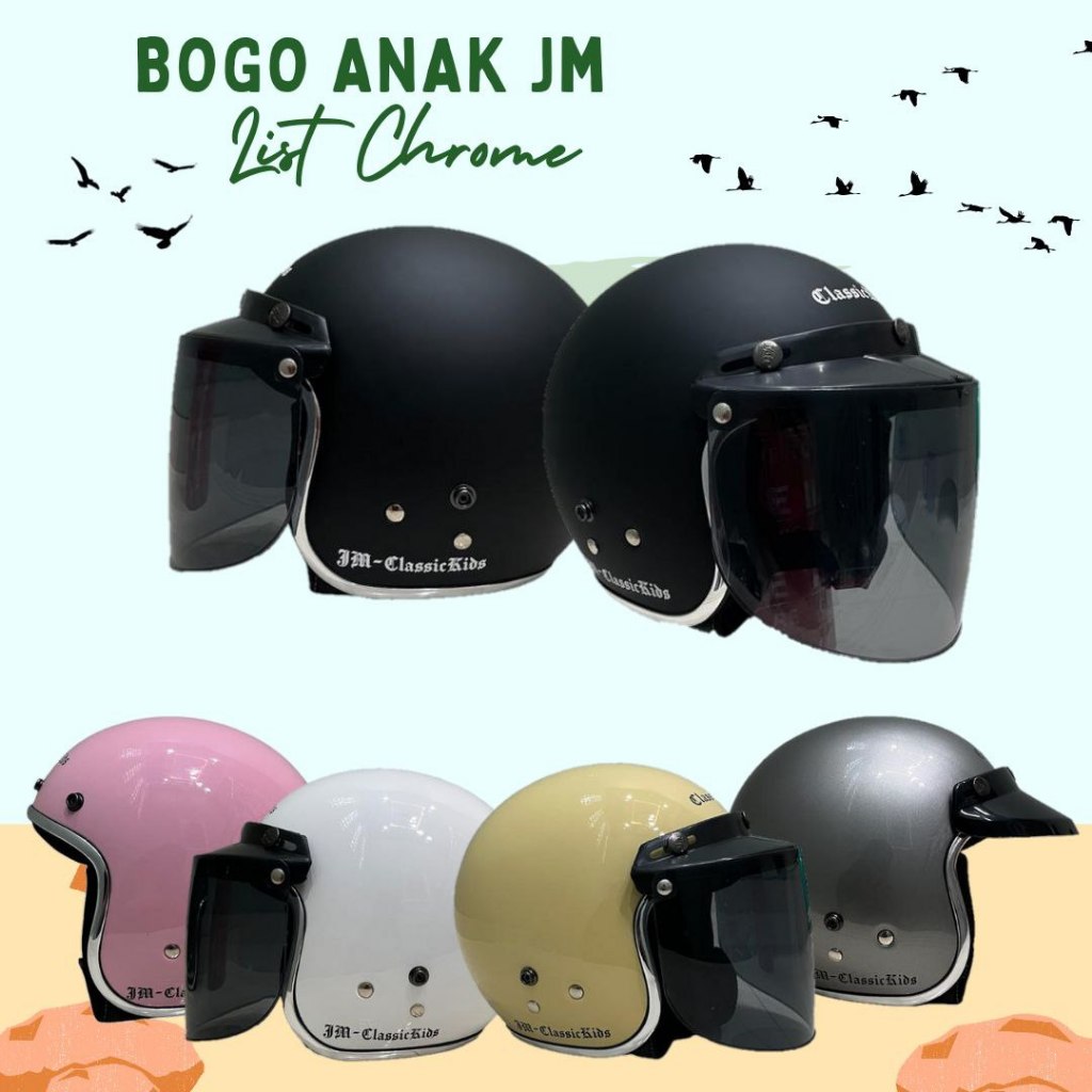 Helm Bogo Anak Carkids Classik Kids JM List Chrome