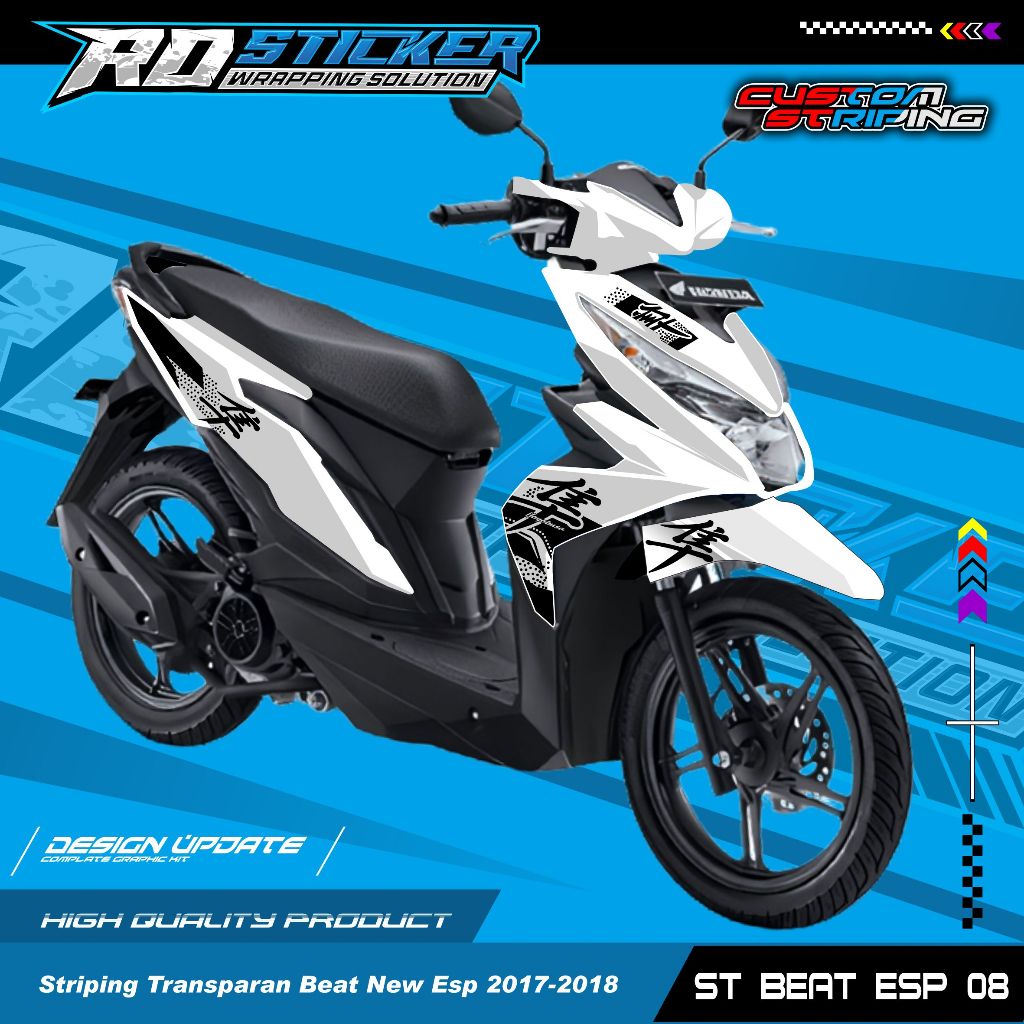 STRIPING STICKER BEAT ESP STREET 2017 2018 2019 MOTIP HAYABUSA RACING SUDAH DI CUTTING