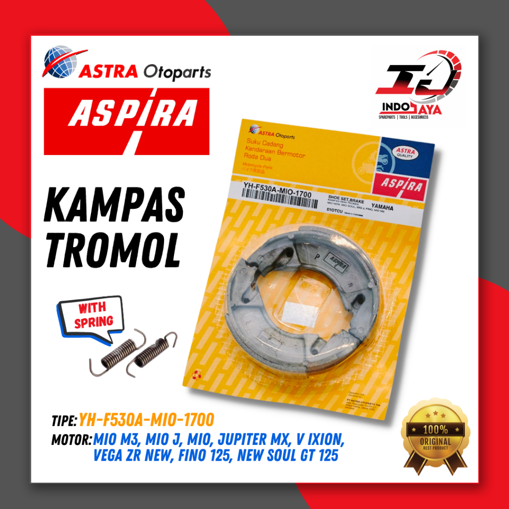 [BAYAR DI TEMPAT] ASPIRA KAMPAS TROMOL REM BELAKANG (TROMOL + PER) MIO / M3 / J / JUPITER MX / VIXIO