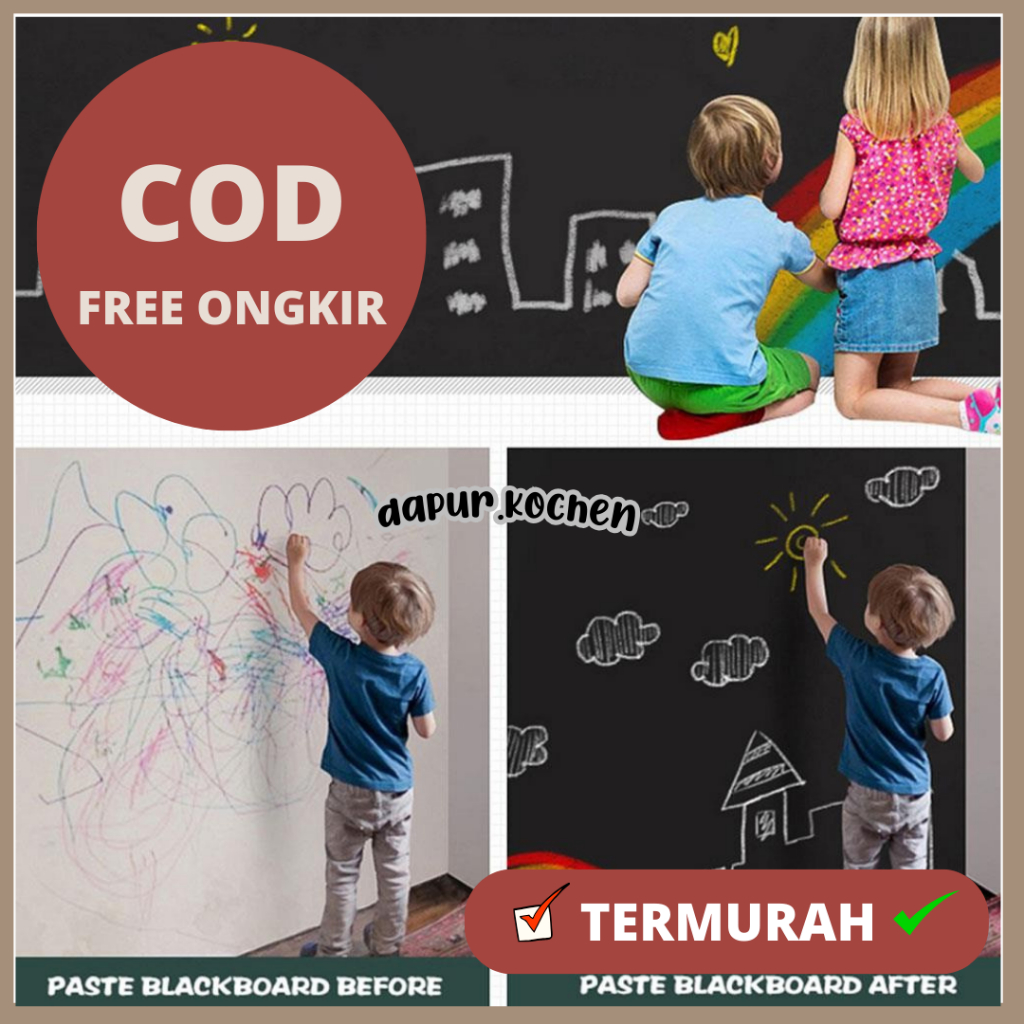 

Papan Tulis Anak Whiteboard dan Blackboard Sticker 60 x 200 Free Kapur dan Spidol