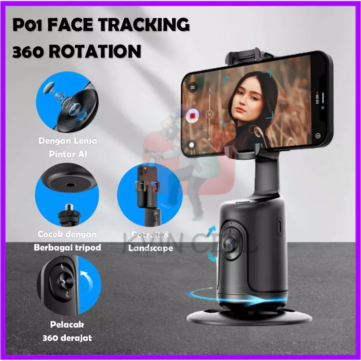 Auto Face Tracking Smart Gimbal Camera Tripod Sensor Handphone Stabilizer 360° Gesture Control Sensor Wajah Muka Pelacak P01-1