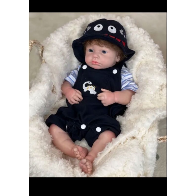 Boneka reborn full silicone solid baby loulou open eyes