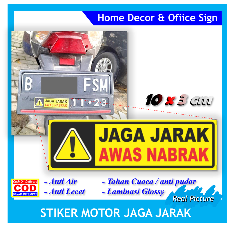 Stiker label motor mobil jaga jarak kendaraan sticker anti nabrak safety riding