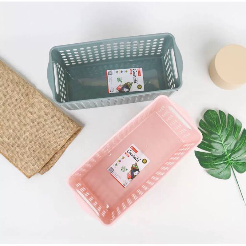 Keranjang Plastik Emerald Clio 8460 Keranjang Plastik Serbaguna Model Estetik Warna Korea Persegi Pa