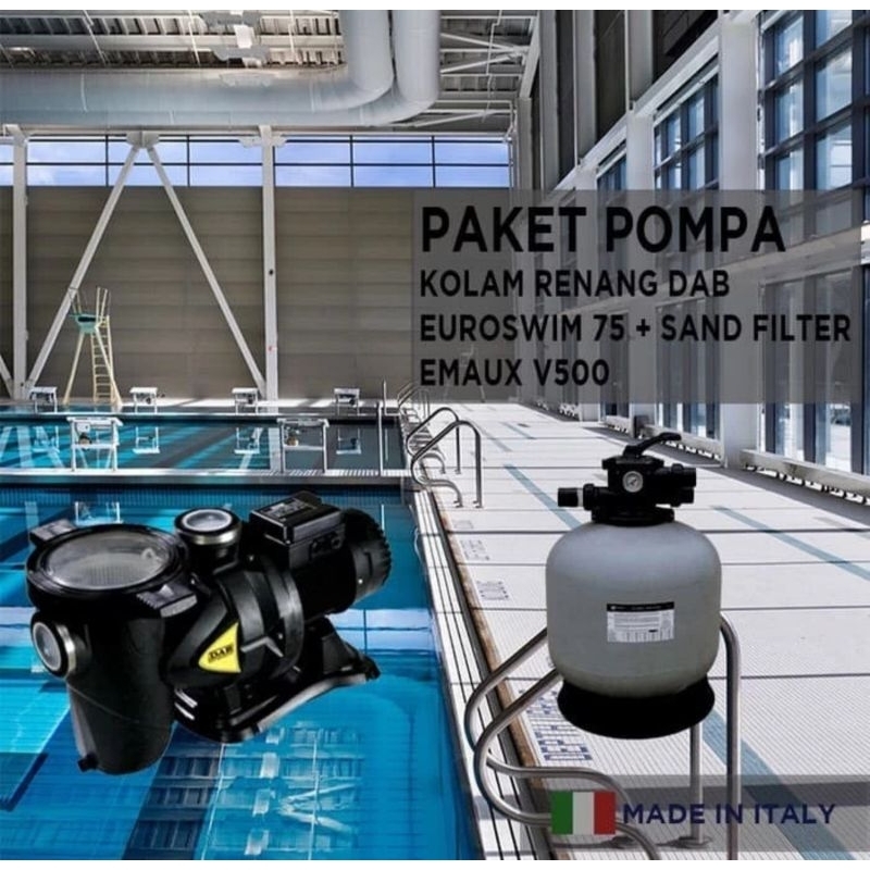 Paket Pompa kolam renang DAB Euroswim 75M + Sand filter DAB V500, Italy