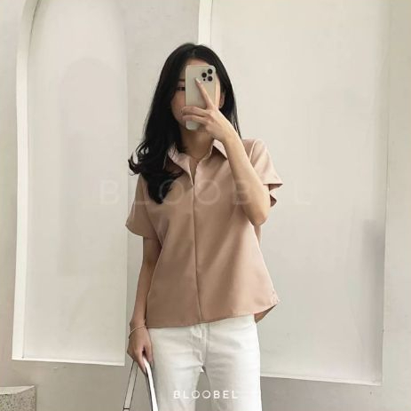 Mavin Baju Kemeja Basic Lengan Pendek Atasan Wanita Lengan Pendek