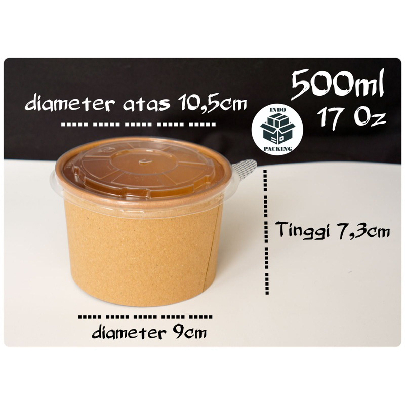 (isi 25) Paper Bowl Kraft 500ml 500 ml 17oz 17 Oz / Mangkuk Kertas / Kotak Makan Nasi Takeaway / Man