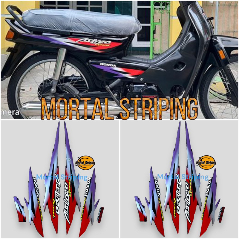 STIKER STRIPING LIS BODY ASTREA GRAND 95 1995 MERAH UNGU