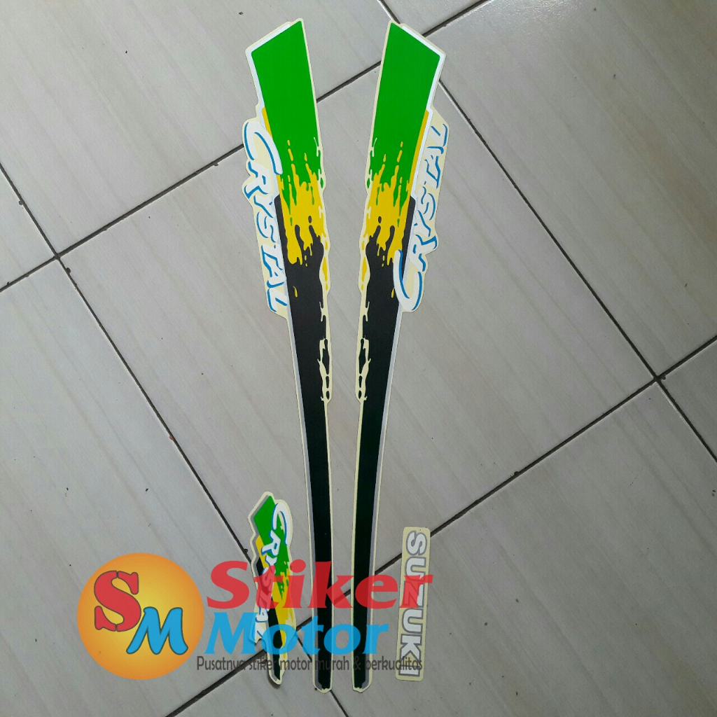 stiker motor suzuki crystal tune 1992 hitam-hijau