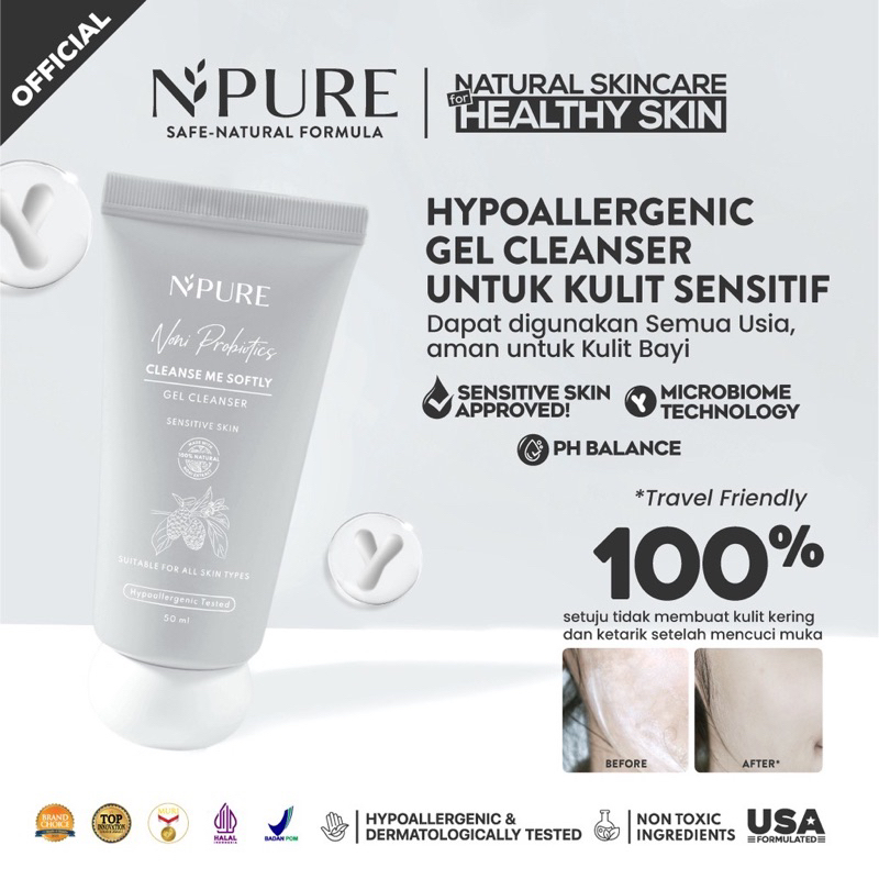 Npure Probio CLEANSER 50ml MINI TRAVEL SIZE cleanse me softly gel cleanser Noni Probiotics sabun cuci muka 50ml N’pure N pure NPURE ori bpom facial wash face wash probiotics