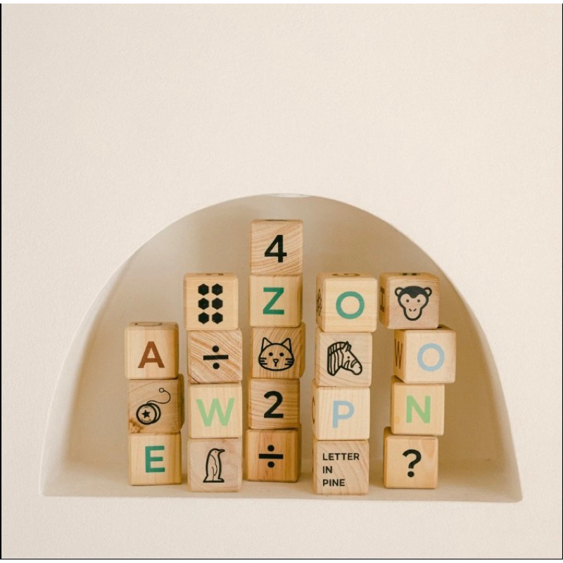preloved Letter in pine Alphabet n Number Wooden Blocks Mainan Kayu Mainan Edukatif Wooden Toys | pr
