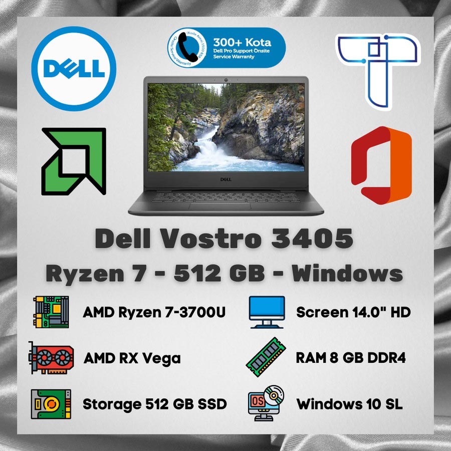 Notebook Laptop Dell Vostro 14 3405 - Ryzen 7 - 512 Gb - 8 - Win - OHS
