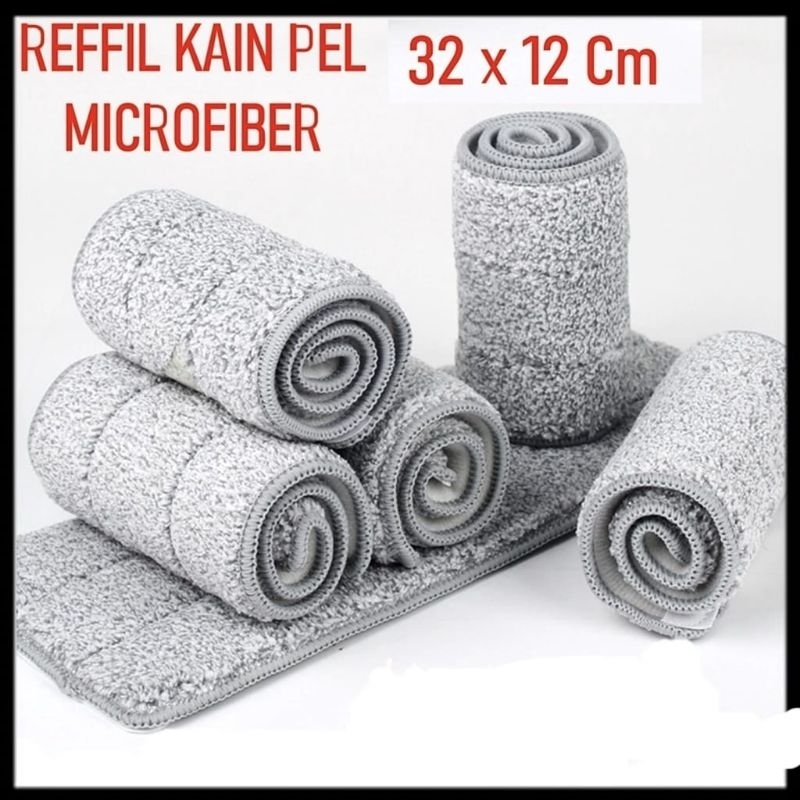 Reffil Kain Pel Microfiber Kain Pel Ultra Mop 32 x 12 cm Kain Pel Microfiber Refil Baru Murah Import