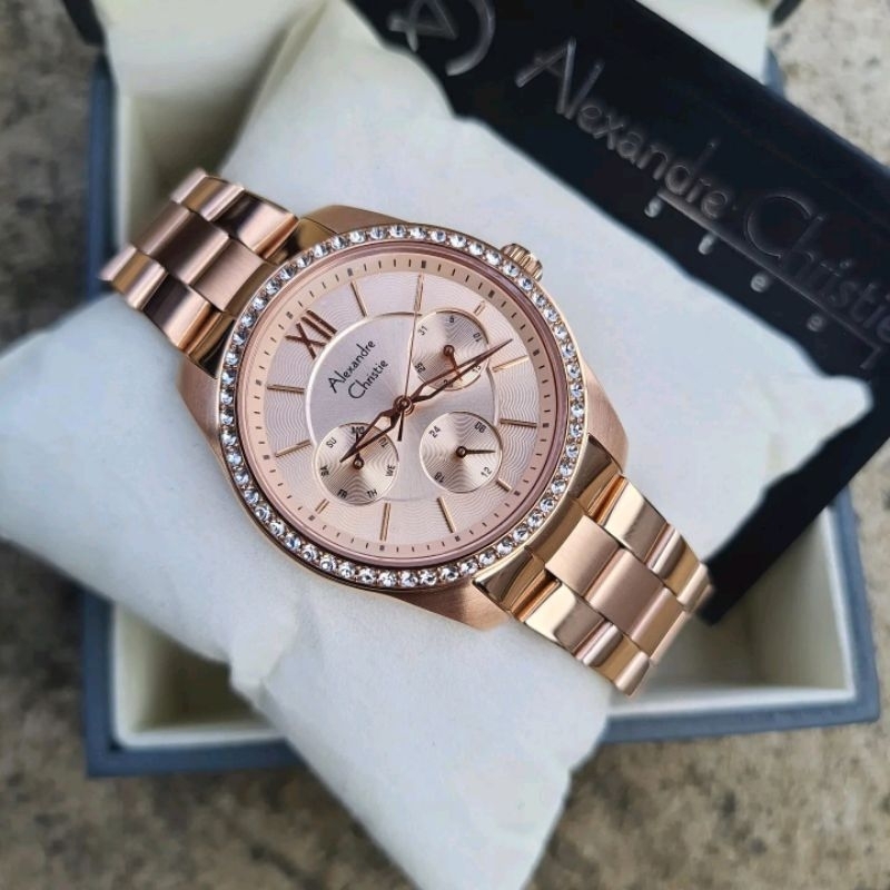 ALEXANDRE CHRISTIE AC 2827 AC2827BF AC2827 WANITA ANALOG ORIGINAL STAINLESS STE BLACK ROSEGOLD