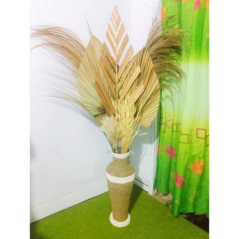 Paket dekorasi rustik dan vast50cm/bunga kering/daun palem kering/dekorasi kamar/dekorasi rumah