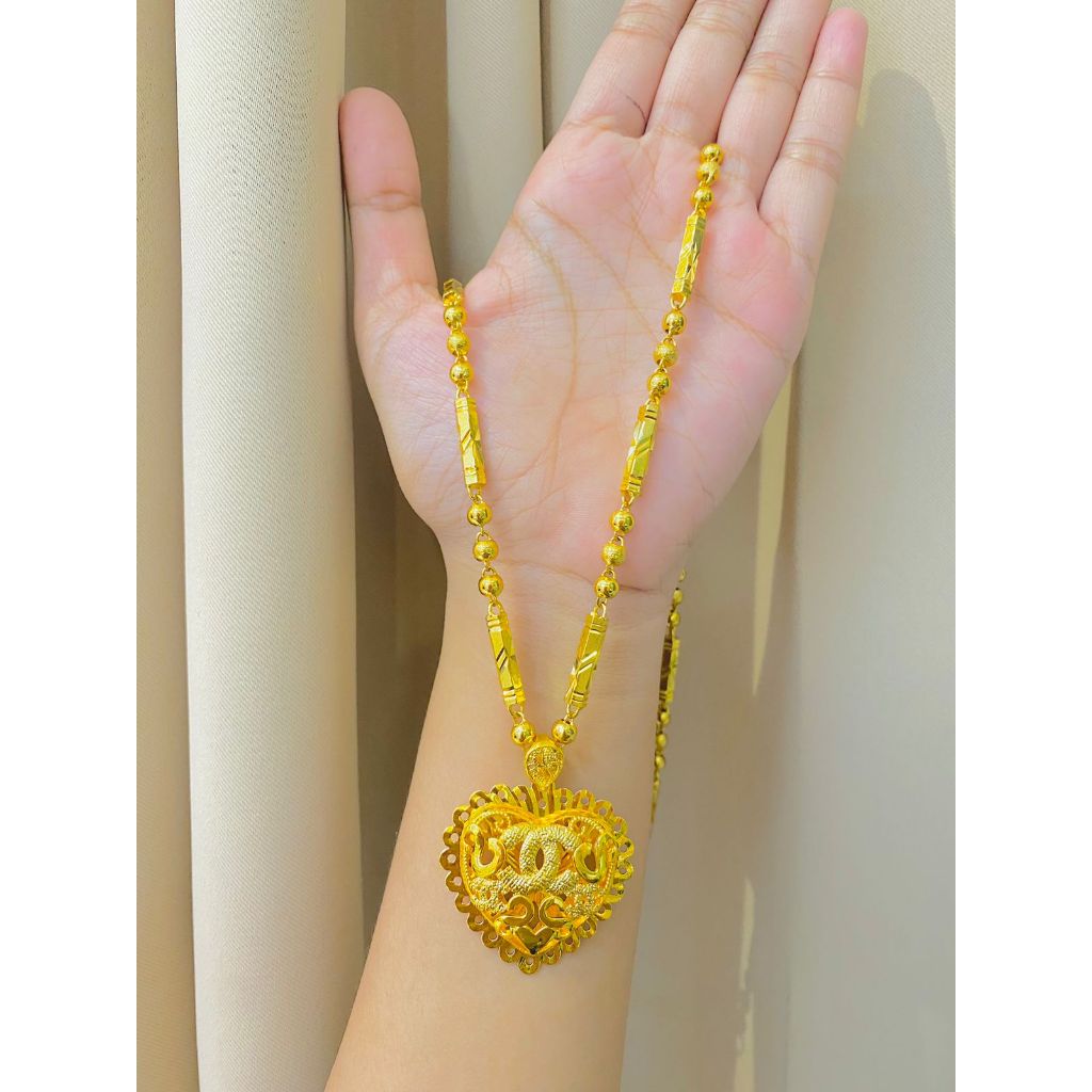 Kalung Dubai dan Liontin (panjang kalung 70cm)