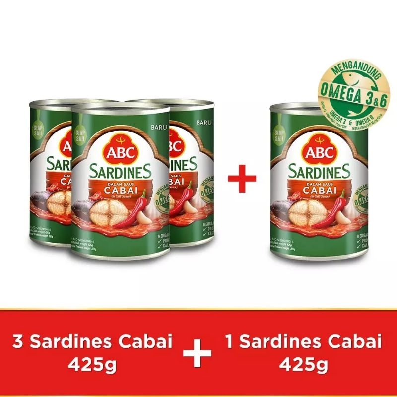 

Abc Sarden saus cabai 425g - Buy 3 Get 1 pcs