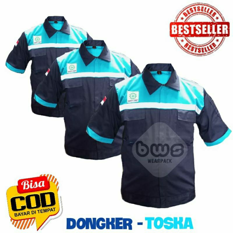 kemeja safety lengan pendek/baju safety k3/seragam kerja kantor/pakaian tambang pria