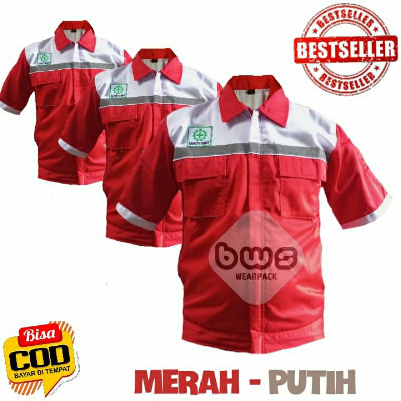 baju safety pendek/wearpack atasan lengan pendek/wearpack kerja/seragam kerja kantor/baju HSE pendek