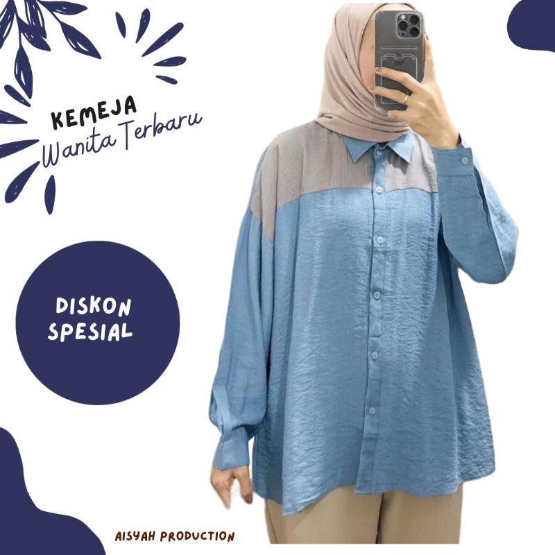Kemeja wanita/Baju kemeja wanita kekinian/kemeja kekinian wanita lengan panjang/baju kemeja cewek ke