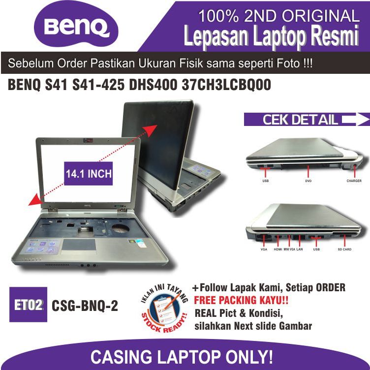 ET02 CSG-BNQ-2 CASING LAPTOP NETBOOK NOTEBOOK Casing Body Case Kesing BENQ JOYBOOK S41 S41-425 DHS40