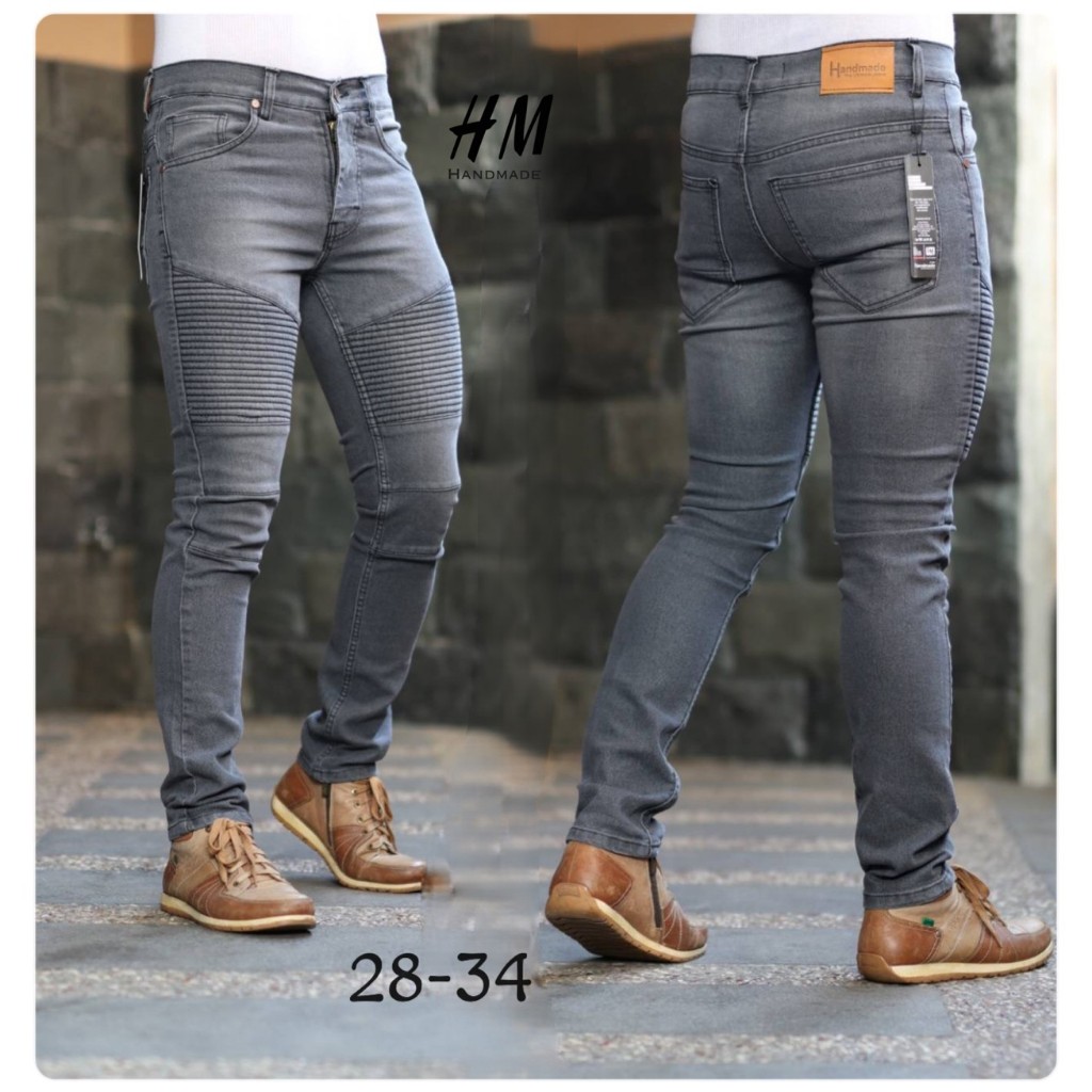 Celana Jeans Bikers Sobek /Bikers Soft Jeans Garis/Petir