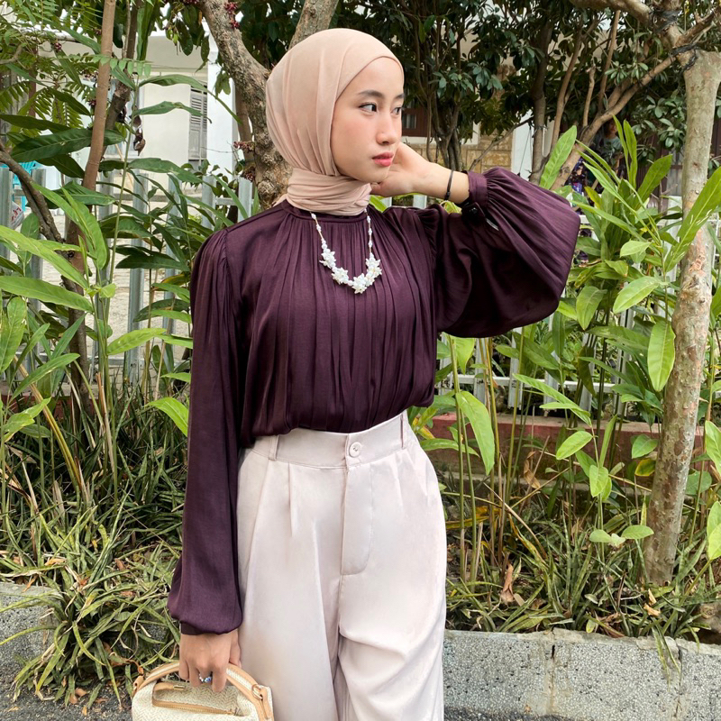 ASOKA BLOUSE BY CATCHI SEMI SILK BLOUSE KEMEJA KANTOR FORMAL CASUAL BASIC