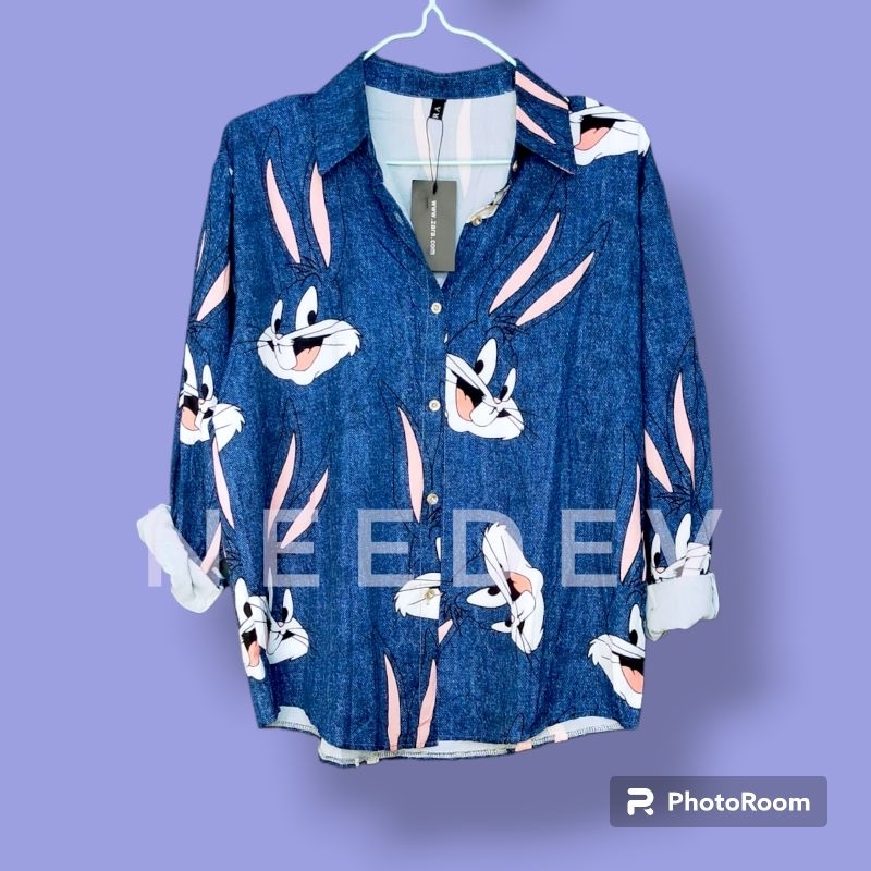 ZARA KEMEJA PRINT DENIM BUGS BUNNY