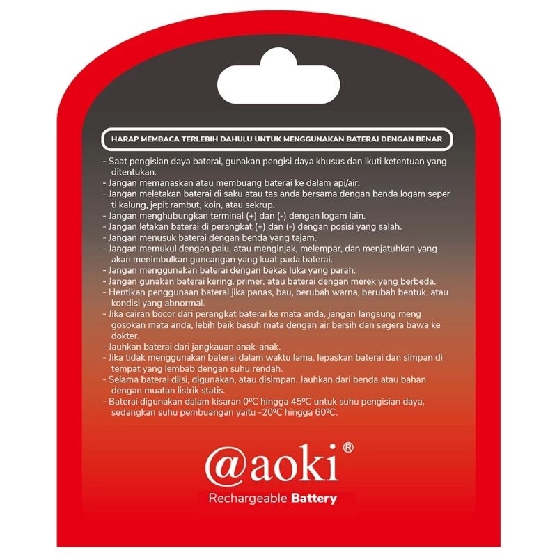 RK BATERAI ORI AOKI 18650 2000MAH - BATRAI CAS