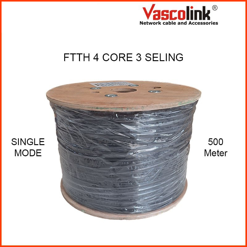 Kabel Fiber Optic Drop Wire Vascolink FTTH 4 core - 1 Roll 500 meter
